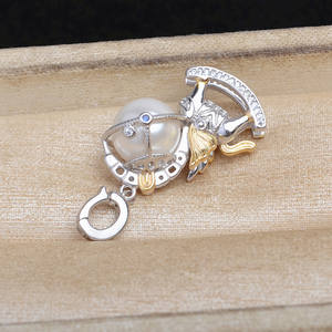 Accessoires de bricolage, pendentif en argent S925 en forme de cheval en bois avec fermoir de 10-11 mm, base creuse 6057 pour bijoux en perles - Product Image 4