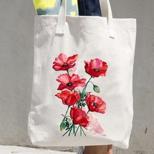 Sac à bandoulière Harajuku en toile imprimée motif floral aquarelle pour le commerce transfrontalier, sac à main tendance pour étudiant - Product Image 2