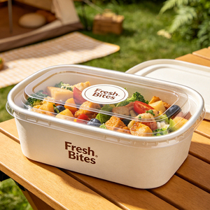 Tazón de Papel Cuadrado Sostenible, Tazón de Comida Kraft, <span class=keywords><strong>Precio</strong></span> al por Mayor, Contenedor Ecológico para Llevar, para Servicios de Catering Profesional - Product Image 1