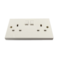 Interruptor de pared de alta calidad para el hogar, enchufe de pared británico de baquelita, doble Polo individual, 13A, 2 entradas, eléctrico, interruptor blanco