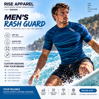 Maillot de bain anti-UV à manches courtes pour homme, respirant, bleu marine, imprimé vagues, idéal pour le surf et les sports nautiques