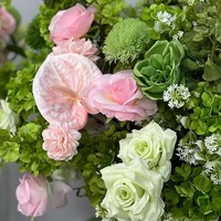 Guirlande de fleurs artificielles de 60 cm, rose et verte, arrangement d'hortensias et de roses, centre de table de mariage, décoration de chemin de table pour réception