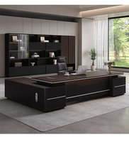 Ensemble de bureau et de chaise de direction de luxe léger avec double armoire en PVC, design minimaliste moderne pour usage de bureau