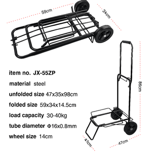 Carrito de compras plegable <span class=keywords><strong>con</strong></span> <span class=keywords><strong>ruedas</strong></span> | Portaequipajes ligero para uso en supermercados, almacenes y comestibles - Product Image 3