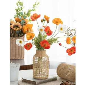 <span class=keywords><strong>Vase</strong></span> à fleurs en verre et rotin de style américain, nouveau design, pour la décoration de la maison - Product Image 4