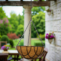 Pots de fleurs en jute tissé à 3 niveaux, doublures en fibre végétale, paniers suspendus pour murs extérieurs, panier de légumes de taille moyenne