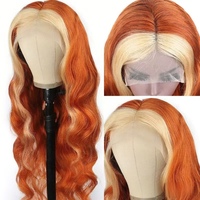 Nueva Llegada Cabello Humano Remy Brasileño 613 350 Rubio Jengibre Ondulado Liso 13x4 Doble Trama HD para Lace Front
