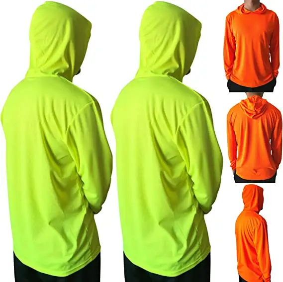 Logo personalizzato all'ingrosso 100% poliestere neon color hi vis camicie con cappuccio a maniche lunghe ad alta visibilità camicie da lavoro di sicurezza