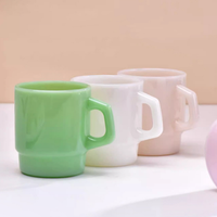 Hot Sell Kreatives Design Benutzer definiertes Logo Jade glas Kaffee milch becher mit Griff Hochwertige bunte Glas becher