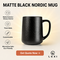 Mug en céramique noir mat, style nordique moderne, à paroi épaisse, personnalisable, avec anse à bord doré, texture grès, tasse à café, cadeau pour la maison ou le bureau