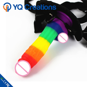 Indossabile Strap-on Arcobaleno aspirazione Del Pene grande dildo morbido realistico giocattoli del sesso per gli uomini e le donne - Product Image 3