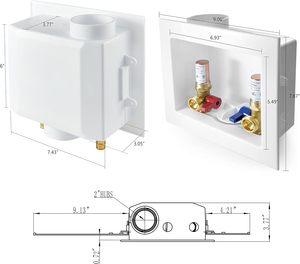 Boîtier de sortie pour machine à laver 1/2" 3/4" PEX-A Modèle WM013, Vanne anti-choc en cuivre pour raccordement MHT WM013 1/2" E - Product Image 2