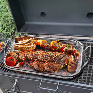 Cestello per Griglia BBQ in Acciaio Inox, Rete Quadrata per Verdure, Teglia per Arrostire con Due Manici - Product Image 3