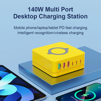 Chargeur rapide multi-ports 140W Station de charge sans fil de type C avec PD 65W QC 3.0 Charge rapide pour iPhone 14 Samsung Mobile Phone