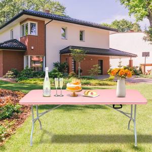 Mesa <span class=keywords><strong>de</strong></span> comedor al aire libre impermeable rectangular plegable mesa <span class=keywords><strong>de</strong></span> plástico portátil con fácil montaje - Product Image 4