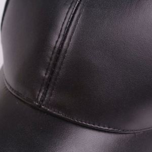 Wholesale Blank Custom PU 6 Panel <b>Baseball</b> <b>Cap</b>,<b>Mens</b> Black Solid Leather BaseballBall <b>Cap</b> Leather Hat - Product Image 3