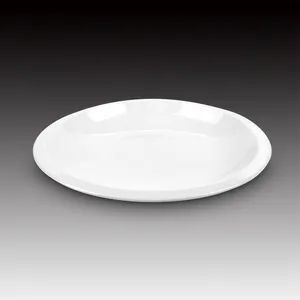 Wholesale hotel restaurant plain white porcelain 10 inch French Style serving plate round High White Ceramic Plate Dish