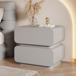<span class=keywords><strong>Mesita</strong></span> de <span class=keywords><strong>Noche</strong></span> Popular en Color Blanco Crema con 2 Cajones, Mueble de Madera de Diseño Moderno y Lujoso para Dormitorio, Económico - Product Image 2
