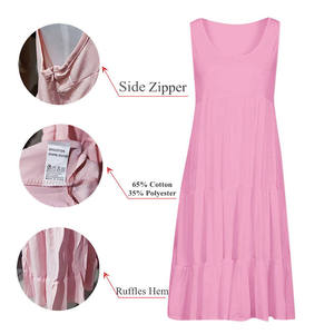 Vestido de Verano Casual para Mujer, Estilo Vintage, Lavable, Sin Mangas, Holgado, Hasta la Rodilla, Talla Grande, Vestido de Playa Liso - Product Image 4