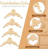 Sculpture en bois sculpté, moulage d'angle, oncouches, Applique pour meubles, décoration d'armoire en bois, Applique sculptée florale