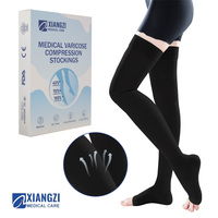Bas de contention cuissardes en nylon à bout ouvert, antidérapants en silicone, classe 2, 23-32 mmHg, pour varices et œdèmes