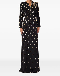 A11500 Blazer court élégant et luxueux orné de perles, ensemble robe en tricot pour femme, tenue de soirée formelle, avec strass - Product Image 2