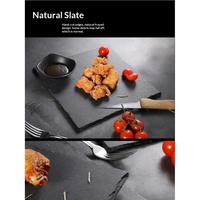 Assiette rectangulaire noire moderne et minimaliste pour hôtel, plateau de dîner, dessous-de-plat de style occidental, accessoire de photographie pour desserts et plats.