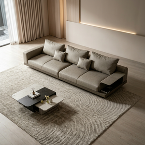 Sofá Moderno Minimalista de Tela de Tres Plazas con Cojín de Almacenamiento en el Respaldo, Muebles Tapizados para Sala de Estar - Product Image 1