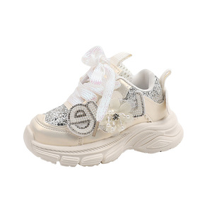 Chaussures de marche unisexes pour bébé, motif floral à paillettes, tige en PU, coton, antidérapantes - Product Image 6