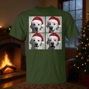 T-shirt de Noël jaune pour cabine photo du Père Noël avec un Labrador Retriever - Product Image 3