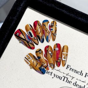 Nuevo Producto Lanzado, <span class=keywords><strong>Uñas</strong></span> Postizas Hechas a Mano con Diseño <span class=keywords><strong>de</strong></span> Cocodrilo, Color Azul Aurora, Modelo Saturn Empress - Product Image 1