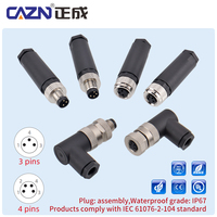 Conectores M8 IP67 Impermeables para Automoción, Tipo Hembra en Ángulo, Codificación A/B/D, 3 y 4 Pines, Tipo Tornillo, Conexión en Campo