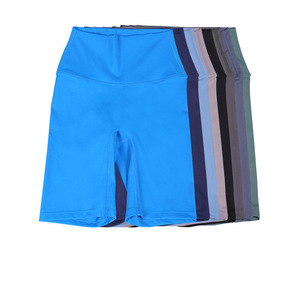 2025 42 couleurs taille haute couleur unie sensation nue Biker Shorts bout à bout doux haute Stretch 5 pouces grande taille Yoga Shorts - Product Image 1