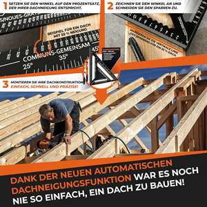 7-en-1 de aluminio 180 mm agujero profundo DIY herramientas precisas <span class=keywords><strong>Zimmerman</strong></span> lápiz regla ángulo cuchillo línea calibre broca personalizado OEM - Product Image 3