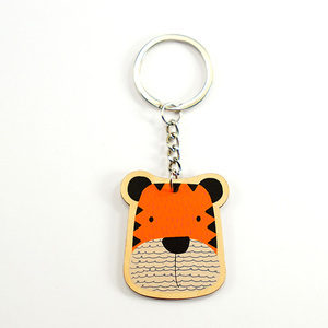 Custom Printed Wooden Key Ring Cut Animal Wood Keychain Accessories