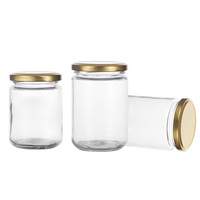 Botol kaca kaleng buah madu transparan bulat, botol penyimpanan makanan dapur 350ml 500ml 1000ml