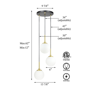 Nhà cung cấp thủy tinh màu trắng bóng phòng khách <span class=keywords><strong>Globe</strong></span> LED treo ánh sáng trang trí đèn chùm và đèn Mặt dây chuyền - Product Image 6