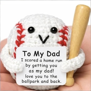 Hand-Crocheted <b>Baseball</b> Player with <b>Bat</b> Positive Vibes Stickers/Emojis Father's Day Gift Small Home Ornaments Customizable Cards - Product Image 1