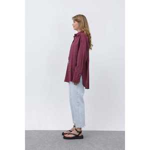 Chemise boutonnée en lin pour femme, style décontracté et simple, couleur kaki, chemisier basique - Product Image 1