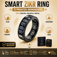 Anillo Inteligente Qibla Zikr con Alarma de Dirección, Contador Tasbih, Control por Aplicación, Análisis de Salud y Sueño con IA, Pantalla LED, para Musulmanes