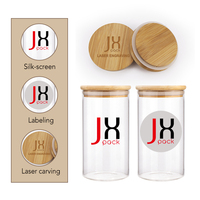 Bocal en verre hermétique écologique de 10oz avec couvercle en bambou bocal de cuisine stockage des épices en grains de café thé conteneur d'emballage alimentaire en bambou