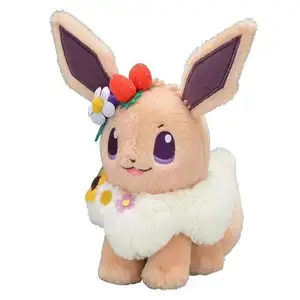 Hot verkaufen neuen Stil Anime Plüsch Puppe pokemoned Spielzeug eevee pikachued mit Blume Plüschtiere für Kinder Geschenke