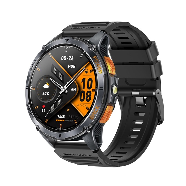 K67A Outdoor GPS Sports Watch with Flashlight Compass Barometer 530mAh Large Battery and 4GB Storage for Hiking Running Cycling