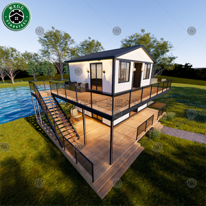 Casa Prefabricada de Acero Ligero de Dos Pisos de Rápido Montaje, Fácil Instalación, Alojamiento Turístico con Paneles de Pared Blancos y Balcón de Vidrio - Product Image 6