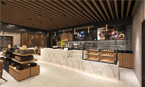 تصميم ديكور وتخطيط داخلي وخارجي لمقهى شاي بالحليب عصري، تصميم كاونتر بار مخصص للمقاهي - Product Image 2