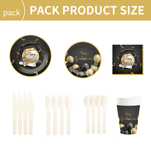 Platos, Vasos y Servilletas con Temática de Graduación DAMAI, Platos de Papel Desechables para Graduación, Artículos de Fiesta, Decoraciones, para 8 Personas - Product Image 6