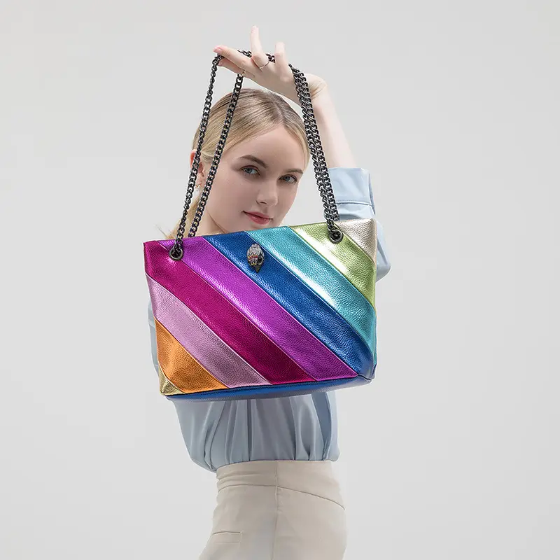 BM9332 Bolso grande de diseñador para mujer, bolso de hombro, Correa larga de cristal colorido, bolso de fiesta Retro de satén de cuero de lujo