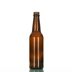 Bouteilles de bière en verre ambré brun de 330 ml de la marque Suther, surface gravée à l'acide, vides avec bouchon couronne, logo personnalisé, prix abordable - Product Image 1