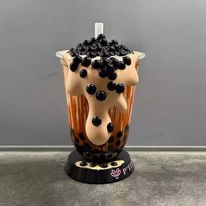 Directo de fábrica 1M Fibra de vidrio Boba Taza de té Escultura Resina <span class=keywords><strong>Gigante</strong></span> Taza de té de la leche Decoración de la tienda Modelo Patrón - Product Image 4