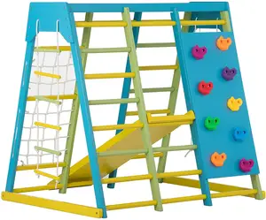 Kletter dreieck mit Zelt Holz kletter spielzeug für Kleinkinder & Baby X-Large Faltbare Bunte Kletterer Indoor Gym für Kinder